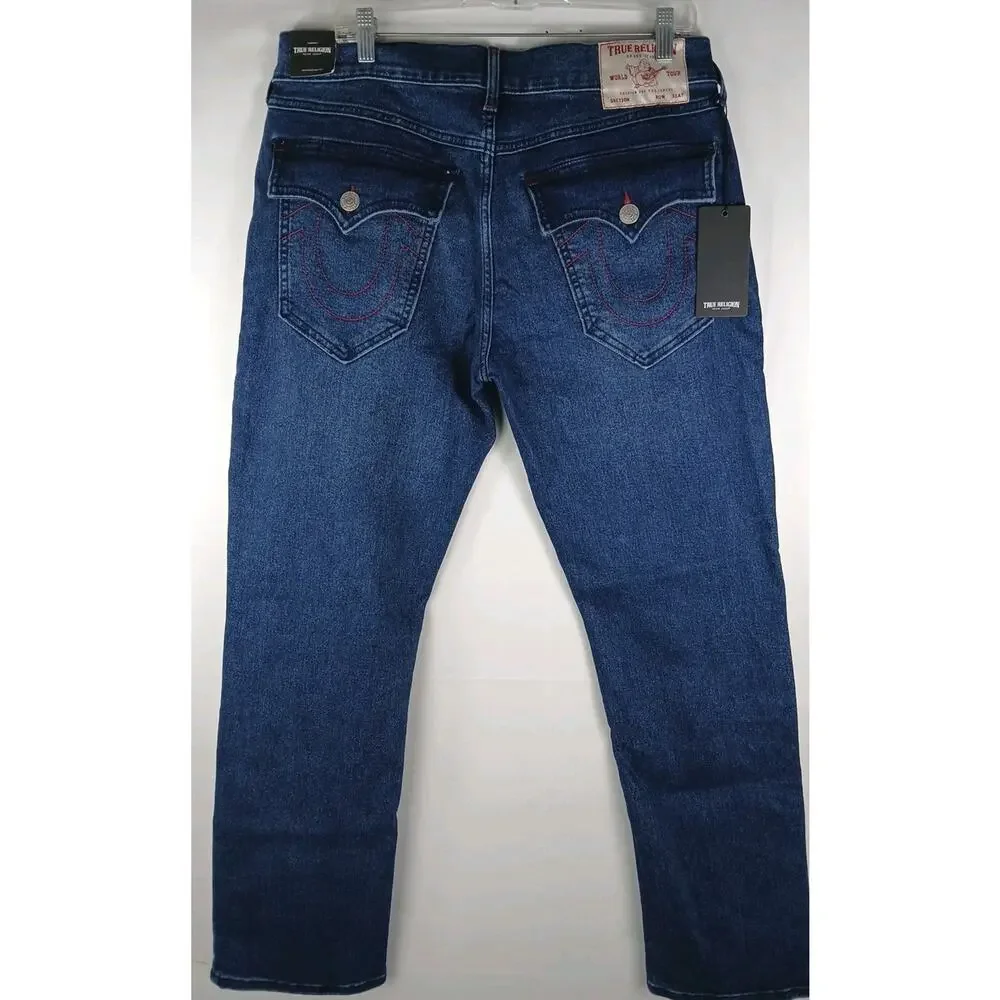 True Religion Blue Jeans Ricky SN Flap Straight Men's US Size 34 New With Tags